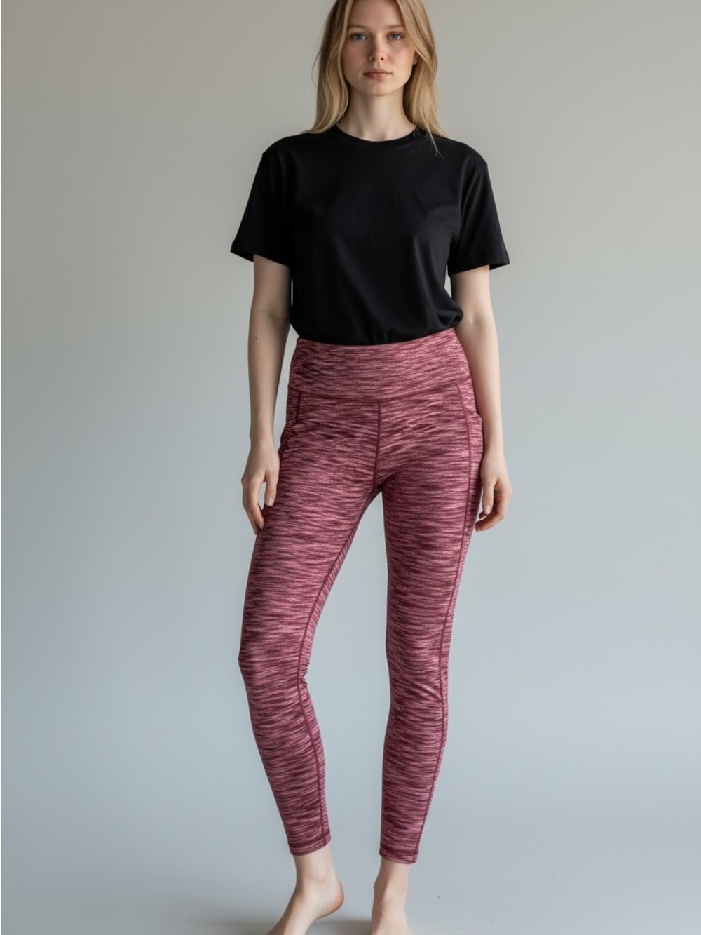 Zone Pro Marled Rose Pink High-Rise Leggings